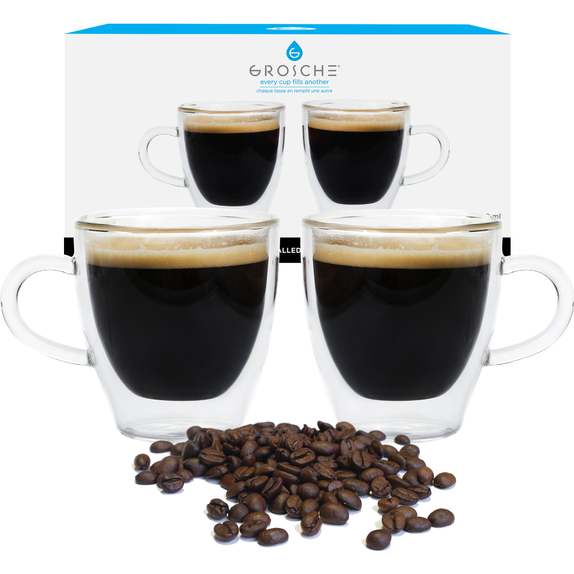 GROSCHE TURIN Double Walled Espresso Cups - 2 x 140ml/4.7 fl. oz - Pac –  Grosche Wholesale US